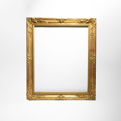 Lot 38 - Large Rectangular Gilt Composition Frame with Floral and Foliate Relief