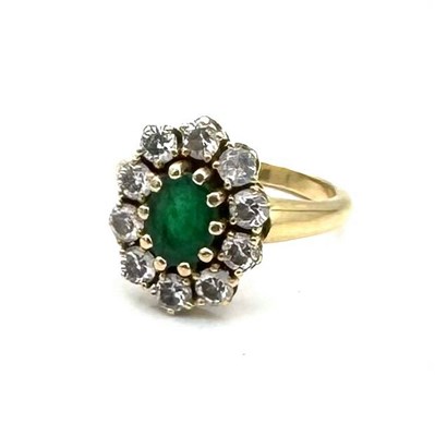 Lot 3 - 18K Gold Emerald and Diamond Ring