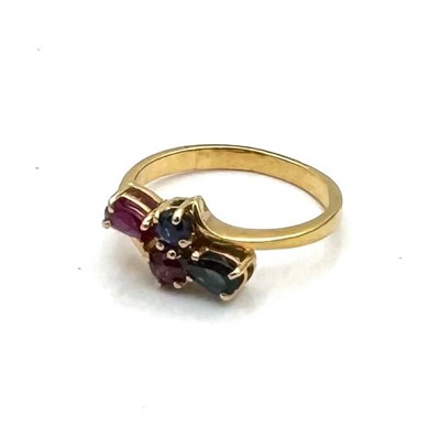 Lot 13 - 18K Gold, Sapphire, Ruby, and Diamond Ring