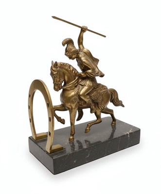 Lot 45 - A 20th-Century Patinated regul Spelter Bookend of a Classical Warrior