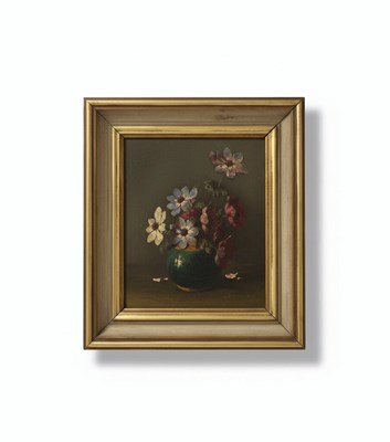Lot 46 - A 20th-Century Still Life Painting of Flowers on a Wood Panel