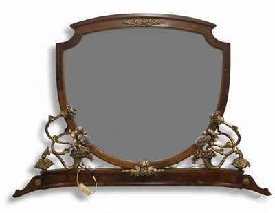 Lot 47 - An Art Nouveau Gilt-Bronze and Wood Mirror with Electric Sconces