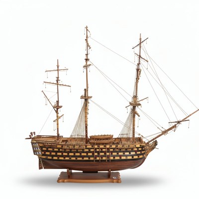 Lot 55 - A Highly Detailed Carved Wood Model of a Sailing Ship