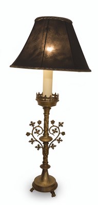 Lot 61 - A 19th-20th Century Patinated-Brass Lamp, Converted from a Church Chandelier