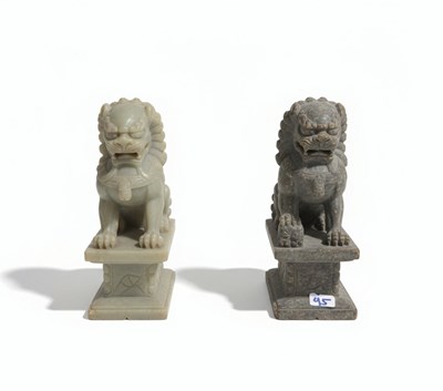 Lot 76 - Pair of 20th-Century Chinese Carved Soapstone Fu Dogs