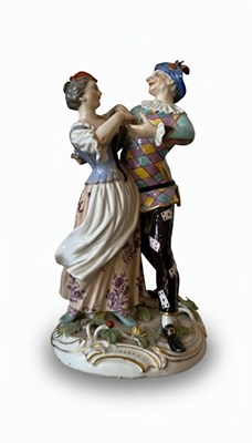Lot 86 - A meissen porcelain group with Harlequin and Columbine Dancing
Germany, 19th century or earlier