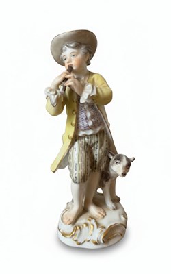 Lot 89 - A Meissen Porcelain Figure of a shepherd and his dog
Germany, 19th century or earlier