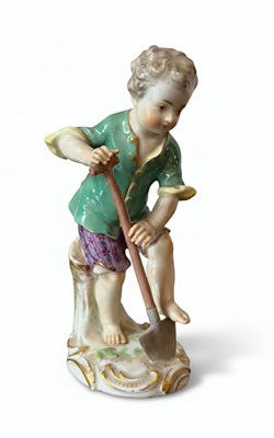 Lot 90 - A Meissen Porcelain Figure of a Young Gardener
Germany, 19th century or earlier