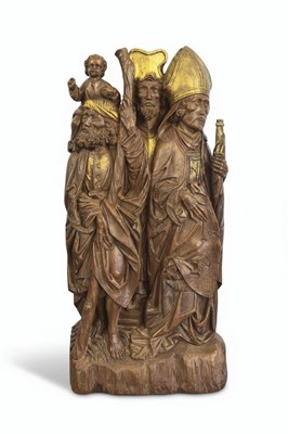 Lot 101 - A 20TH CENTURY CONTINENTAL SCULPTURAL GROUP
Carved wood with traces of gilding or polychrome.