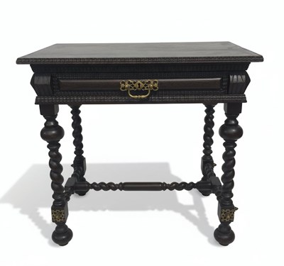 Lot 102 - A 20th-Century Portuguese-Style Ebonized Side Table (Tremidos)