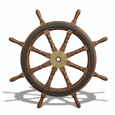 Lot 120 - A 20th Century Wooden Ship's Wheel