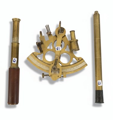 Lot 121 - A French 20th Century Brass Sextant and Two Spyglasses