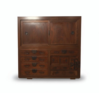 Lot 136 - A Magnificent Japanese Bakumatsu Period (1853-1867) Keyaki Wood Cabinet
