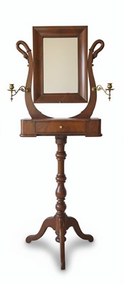Lot 143 - A 20TH CENTURY EMPIRE REVIVAL PSYCHE MIRROR
Mahogany