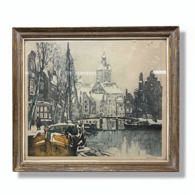 Lot 146 - An Engraving of "Amsterdam Kanaal," Signed H. Cassius
Hand-colored engraving on paper
Signed "H. Cassius" in the lower right margin.
Early 20th Century