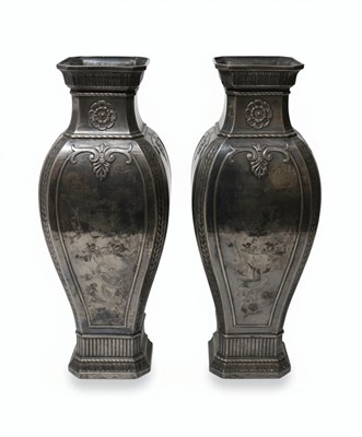 Lot 160 - A Pair of Armorial Silvered-Metal Vases
English or French work, 19th Century