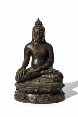 Lot 163 - A cast and patinated bronze figure of buddha
19th century or earlier