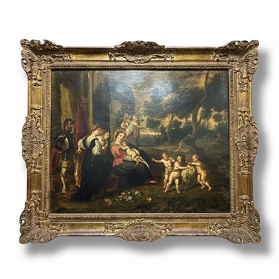 Lot 18 - The Rest on the Flight into Egypt with Saints, Flemish school