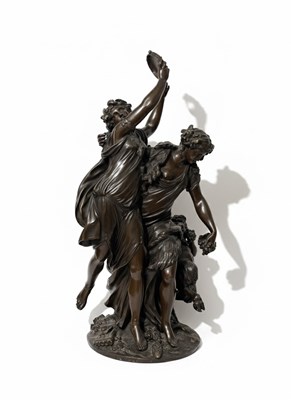 Lot 51 - Cast and Patinated Bronze Group of Bacchic (Nymph and Satyr)