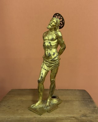 Lot 31 - A chased and gilt-bronze figure of christ at the column
