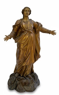 Lot 24 - A Carved and Polychromed Figure of the Miraculous Virgin