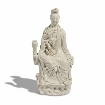 Lot 200 - A Blanc de Chine Porcelain Figure of Guanyin