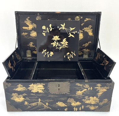 Lot 171 - A Fine Chinese Export Black and Gilt Lacquer Chest