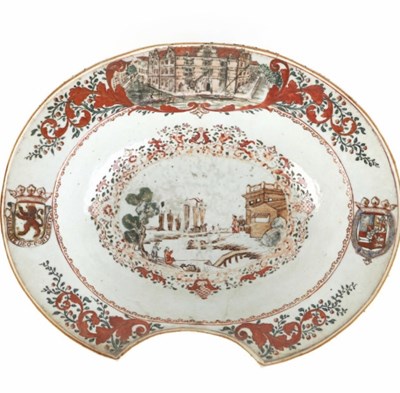 Lot 172 - A Rare Armorial barber's porcelain basin