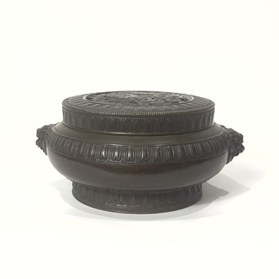 Lot 121 - A Cast and Patinated Dragon Bronze Censer and Cover.