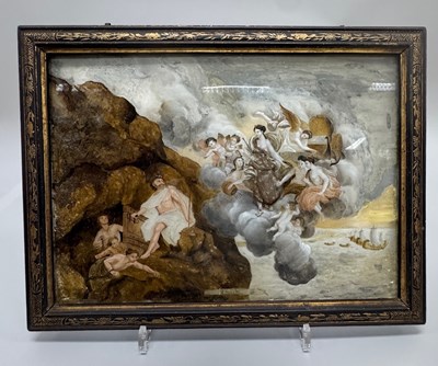 Lot 145 - A Set of Four Chinese Export "Four Elements" Reverse on Glass Paintings