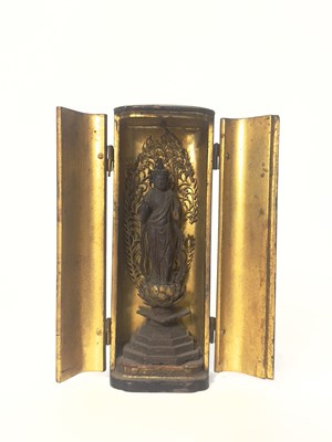 Lot 70 - A Rare Japanese Gilt-Lacquer Wood Miniature Shrine (Zushi or Butsudan)