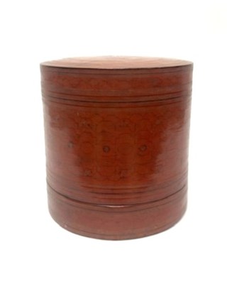 Lot 93 - A Fine Burmese Lacquer and Engraved Bamboo Cylindrical Box (Hsun-ok or Kun-it)