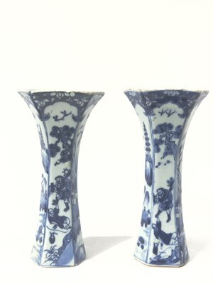 Lot 131 - A Pair of Blue and White "GU" Hexagonal Vases