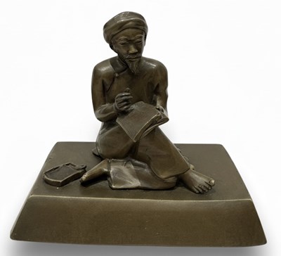 Lot 84 - A Cast and Patinated Bronze Figure of a Seated Scholar (Ong Do)