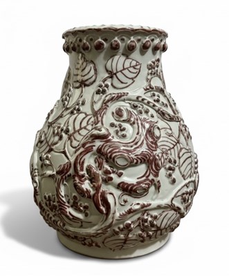 Lot 127 - A Underglaze Red Applied Relief Decoration Vase
