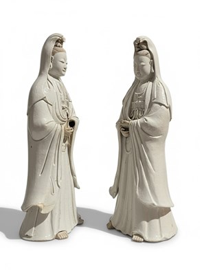 Lot 124 - Two blanc de Chine porcelain Figures of Guanyin