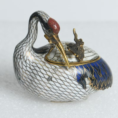 Lot 148 - A Gilt-Bronze and Cloisonné Enamel "Crane"Box and cover