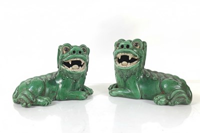 Lot 152 - A Pair of Green-Glazed Ceramic Mythological Beasts (Chimera)