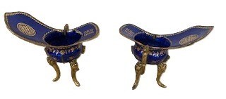 Lot 167 - A Pair of Painted Enamel and Gilt-Copper Ritual Cups (Jue)