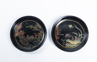 Lot 151 - A Pair of Black Lacquer and Polychrome Trays