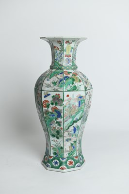 Lot 140 - A Large Famille Verte Porcelain Hexagonal Vase