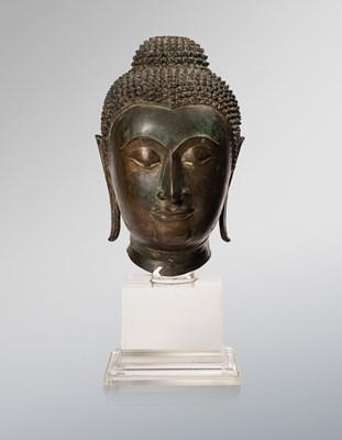 Lot 99 - A cast bronze head of buddha