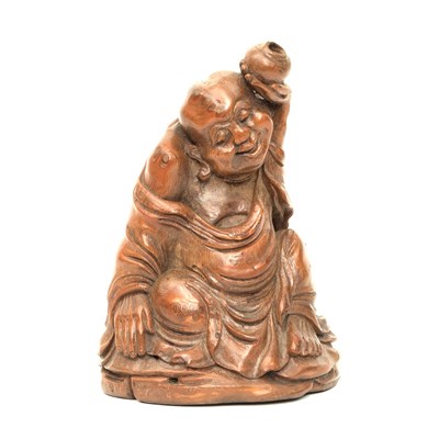 Lot 182 - A carved and patinated bamboo figure of He-He Er Xian