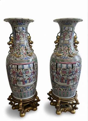 Lot 189 - A Large Pair of Chinese Export Porcelain Canton Vases,19th century
