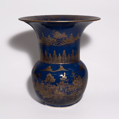 Lot 88 - A Powder-Blue and Gilt-Decorated 'Landscape' Zhadou
