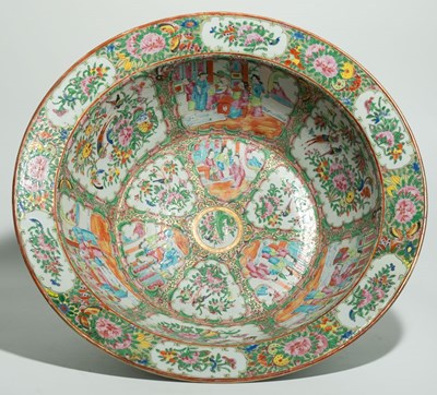 Lot 108 - A Large 'Famille Rose' Canton Export Porcelain Basin